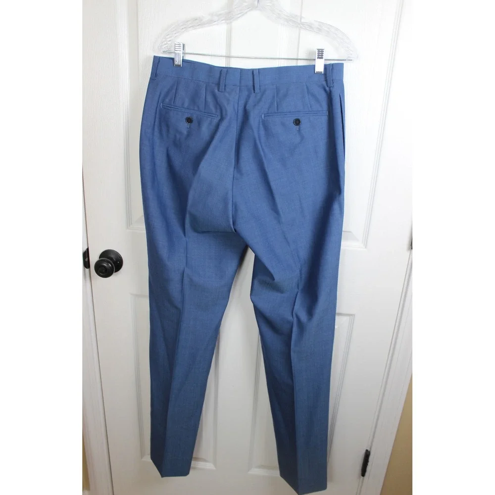 Calvin‎ Klein Mens Extreme Slim Fit Blue Wool Mohair Blend 2 Piece Suit 40L